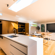 Let there be light  a clerestory window ceiling, countertop, interior design, kitchen, real estate, room, white, orange