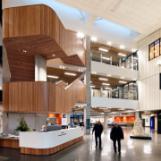 The double-height arrival atrium at Burwood Hospital extension architecture, institution, interior design, lobby, gray