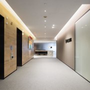 Spanish sandstone floors and a timber clad wall ceiling, daylighting, interior design, lobby, real estate, gray