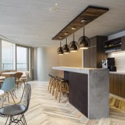 The Business Lounge or canteen at the new architecture, ceiling, interior design, table, gray