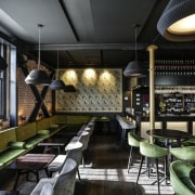 Dux Central is housed in a seismically strengthened interior design, restaurant, black