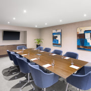 Access to contemporary board room facilities is just conference hall, interior design, office, property, real estate, table, gray