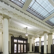 The restored Banking Chamber in the heritage component ceiling, column, daylighting, interior design, lobby, structure, tourist attraction, gray