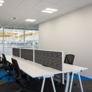 Sustainable, strong, acoustic-rated, and in a light-reflecting white, classroom, furniture, interior design, office, product design, table, gray