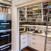 Worlds within worlds  this kitchen renovation by pantry, shelf, shelving, gray