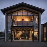 The primary structure of this new home by architecture, building, facade, home, house, black, Vaughn McQuarrie Architect