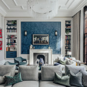 Living room – the designers enlarged the fireplace, 