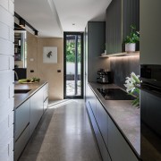 Looking out from the kitchen's tucked-away pantry. 
