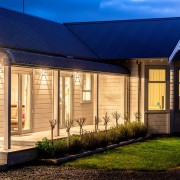 Modern Weatherboard Homestead Clad With Envira backyard, cottage, facade, home, house, property, real estate, residential area, siding, window, blue