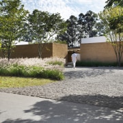 A large wall made of rammed earth, made 