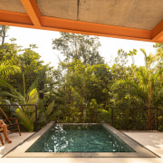 Part of the existing vegetation was preserved, while 