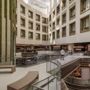  The hotel facade seen above main atrium. - 