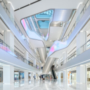 The mall's dazzling lower, fashion oriented, atrium. 