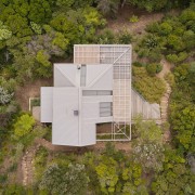 Drone's eye view of the reinvented island home. 