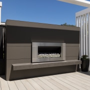 The sculptural outdoor fire surround was also created 