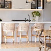 The kitchen connects with its surroundings. 