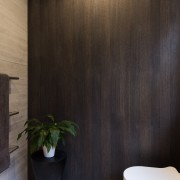  A timber oak veneer feature wall ties in bathroom, ceiling, floor, flooring, interior design, tile, wall, wood, black