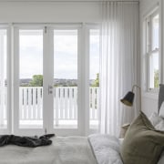 New front bedroom with new upstairs balcony behind. 