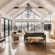 The airy, light filled central living space as 
