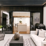 View from central indoor-outdoor courtyard into main indoor 