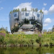 In a unique and iconic reflective building, specially 