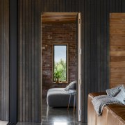 Wood strip, recycled brick and concrete floors all 