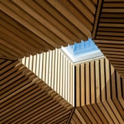 The living area's feature central skylight. 