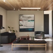 The timber ceilinged living spaces. - Green living 