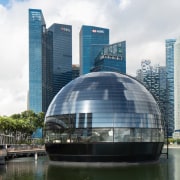 During the day, the dome reflects the colours 