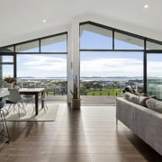 Kitchen, dining, living and views – upstairs, open-plan 