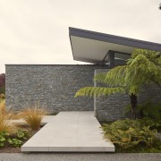 Side view on entry showing off raked roof 