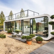 LTG's Coodu architecture, backyard, courtyard, estate, facade, home, house, orangery, property, real estate, yard, white, brown