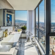 ​​​​​​​- Chair: The architectural Magis "One" Chair, with apartment, architecture, balcony, building, condominium, estate, floor, furniture, glass, home, house, interior design, living room, mixed-use, penthouse apartment, property, real estate, room, suite, window, gray