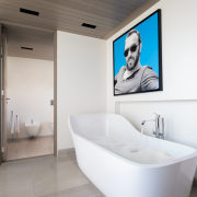 ​​​​​​​- Bath: Antonio Lupi Wanda Bath tub- Framed architecture, bathroom, bathtub, building, floor, furniture, house, interior design, plumbing, plumbing fixture, property, real estate, room, tap, tile, toilet, wall, white, gray