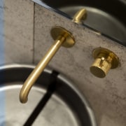 Concrete Nation Freestanding charcoal basin with brushed brass 