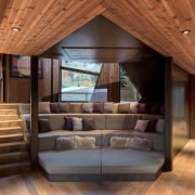 Sharing connections - architecture | ceiling | home architecture, ceiling, home, house, interior design, living room, real estate, wood, brown, black