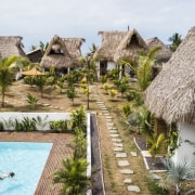 Swell - a surf and lifestyle hotel - building, eco hotel, house, landscape, leisure, real estate, resort, swimming pool, thatching, tourism, vacation, brown, white