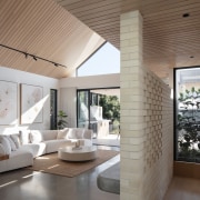 A custom perforated brick wall at the end 