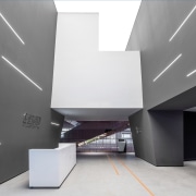 Upon entering the building, visitors are drawn from 