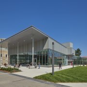 A canopied pavilion provides space for students, faculty 