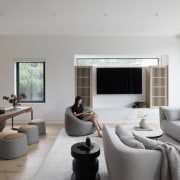 The main living space with shielding screen at 