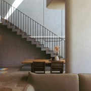 Living with sculptural stair at rear. - Conceal, 