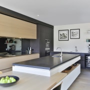 The breakfast bar seamlessly integrates with the large 