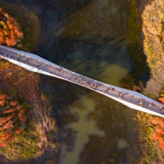 The aerial view of one bridge in a 