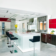 The bold new kitchen. - Driving into the 