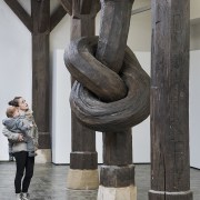 Alex Chinneck – Birth death and a midlife architecture, art, leg, monument, sculpture, statue, tree, water, gray, black