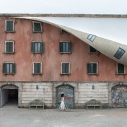Alex Chinneck – A spoonful of sunrise - architecture, building, facade, house, neighbourhood, property, real estate, gray, white