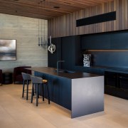 Modern kitchen with pared back island for entertaining. 