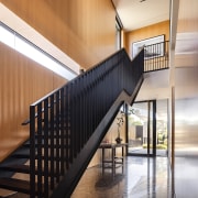 Staircase in the main home with the studio 