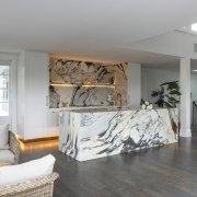 The marble island (and splashback) forms the centrepiece 